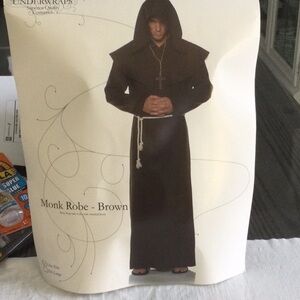 Mens/Women Hooded  Robe with Rope Belt Cross & Wig New